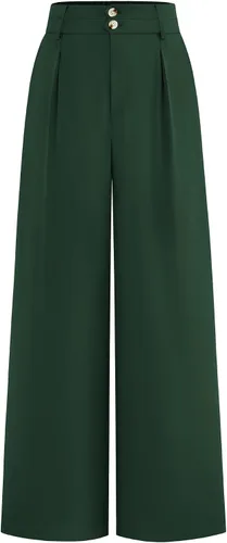 Vista 14 de BTFBM Pantalones de vestir de pierna ancha para mujer, trajes casuales de Negro