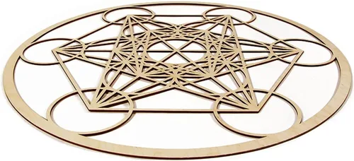Vista 2 de Cubo de Metatron MFG de cuarto nivel de 33 pulgadas, arte de pared de madera de geometría sagrada, símbolo de armonía, decoración zen para el hogar