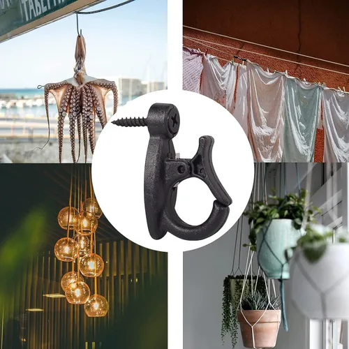 Vista 6 de Lewufe Ganchos para Luces de Cadena para Exteriores, Ganchos de Tornillo para Colgar Luces de Navidad, Ganchos Colgantes para Luces de Patio, Cable