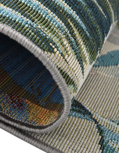 Vista 6 de Unique Loom Outdoor Botanical Collection - Alfombra Kula (4 pies 1 pulgada octágono multi/gris)