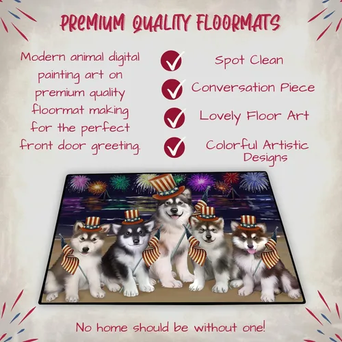 Vista 5 de Doggie of the Day Alaskan Malamute Dogs Floor Mat - 4th of July Independence Day - Best Dog Doormat - Protector Decor - Unique Portrait Art