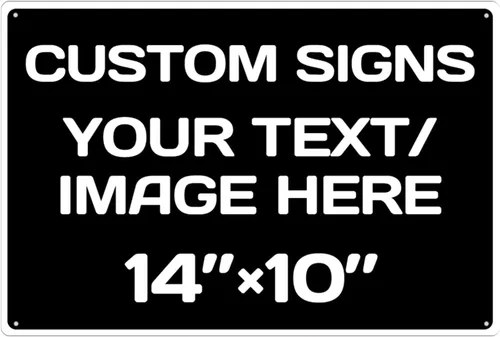Vista 32 de Letreros metálicos personalizados de aluminio resistentes a la intemperie, texto e imagen personalizados, varios tamaños, peligro, jardín, puerta