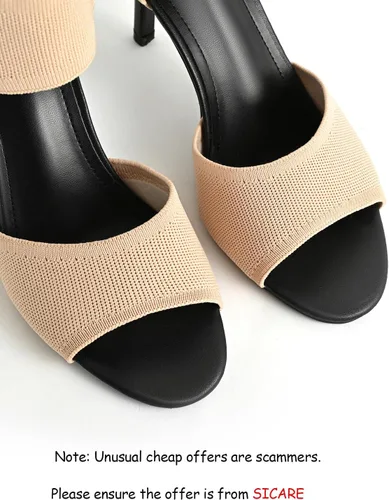 Vista 2 de Tacones de Puntera Abierta para Mujer, Sexys Tacones de Aguja de 3 Pulgadas, Sandalias de Tacón para Mujer con Puntera Abierta, Amplias, de Tejido