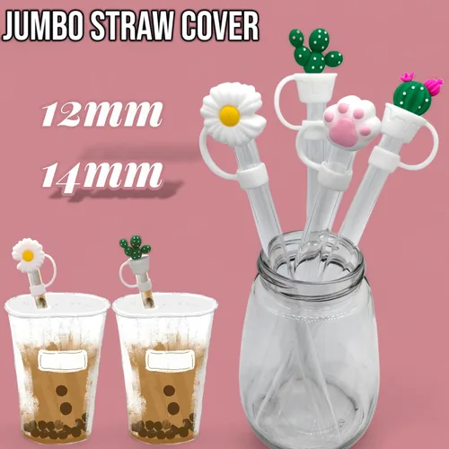 Vista 7 de 4 fundas grandes para pajitas Boba, 0.472 in y 0.551 in, puntas de paja de silicona jumbo para pajitas de vidrio Boba anchas y grandes