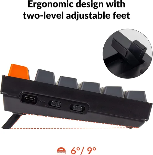 Vista 8 de Keychron K10 - Teclado mecánico con cable Bluetooth inalámbrico y USB para juegos para Mac con interruptor Gateron G Pro azul multitarea