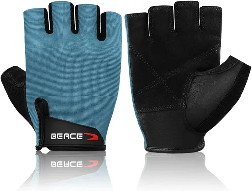 Vista 11 de Guantes de gimnasio BEACE para levantamiento de pesas, con palma de piel antideslizante para entrenamiento, fitness y culturismo para hombres