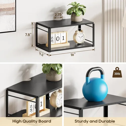 Vista 2 de Mesita de noche flotante, mesita de noche de madera, mesita de noche flotante para dormitorio, sala de estar, baño, cocina, oficina (negro)
