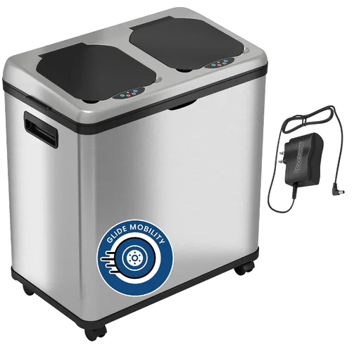 Vista 8 de iTouchless Bote de basura con sensor de 13 galones con desodorante (paquete de 2), acero inoxidable, apertura de tapa grande