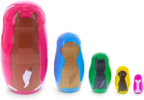Vista 5 de BestPysanky Muñecas anidables de madera para perros de 4.75 pulgadas