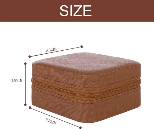 Vista 2 de KElofoN Organizador de joyas de viaje, joyero de viaje, caja organizadora de joyas pequeña para niñas y mujeres (1, marrón)