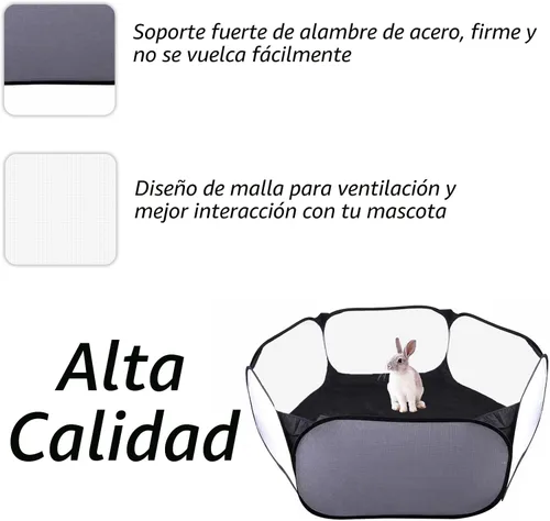 Vista 5 de Corralito para animales pequeños, portátil, con apertura automática, interactivo, para mascotas, valla interior y exterior para conejos, conejillos