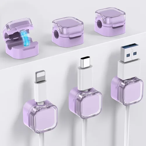 Vista 10 de AhaStyle Organizador de cables magnético [1s Lock] Paquete de 6 soportes para cables