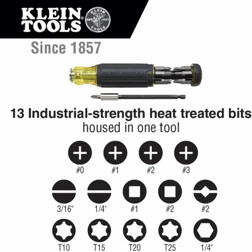 Vista 3 de Klein Tools 80083 Kit de destornillador de impacto con juego de llaves de impacto SAE 7 en 1 y destornillador de longitud ajustable multibroca 14