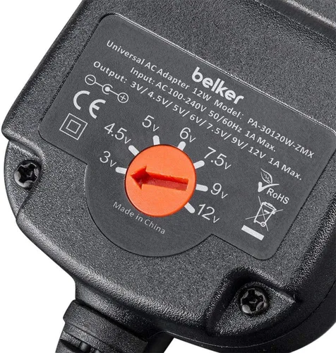 Vista 6 de Belker 12W 3V 4.5V 5V 6V 7.5V 9V 12V Adaptador Universal de Voltaje Ajustable AC/DC Fuente de Alimentación de Corriente para Electrónica Doméstica