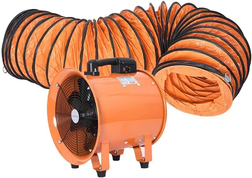 Vista 8 de Soplador utilitario de 8 pulgadas, ventilador de alta velocidad con manguera de conducto, ventilador portátil de bajo ruido, extractor de humos