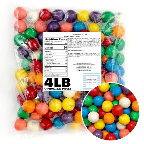 Vista 6 de Bolas de chicle para máquina de chicle, mini bolas de goma de mascar de 0.5 pulgadas, aprox. 560 piezas, bolsa a granel de 2 libras, bolas de goma