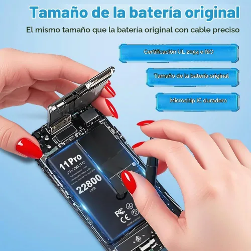 Vista 3 de Batería de 22800 mAh para iPhone 11 Pro, nueva batería de repuesto de 0 ciclos mejorada de mayor capacidad para iPhone 11 Pro con juego completo