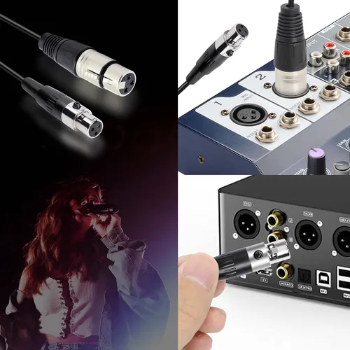 Vista 5 de XMSJSIY Adaptador de cable de audio XLR a XLR - Cable de micrófono de 3 pines a mini cable de micrófono de 3 pines para micrófono y cámara Lavalier