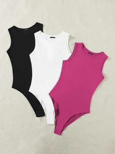 Vista 5 de Floerns Conjunto de 3 piezas sin mangas con cuello redondo y talla grande para mujer