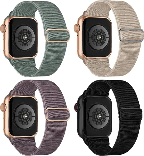 Vista 22 de 4 Pack Stretchy Solo Loop Compatible with Apple Watch Bands Women Men