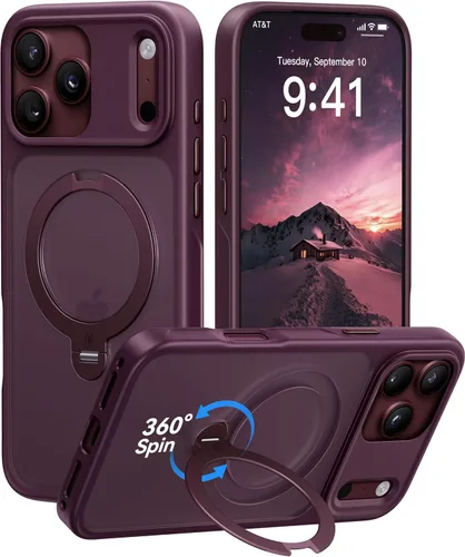 Vista 12 de CASEKOO Funda negra para iPhone 17 con soporte magnético giratorio de 360 1-negro