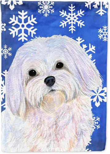 Vista 160 de Caroline's Treasures SC9374GF Bulldog English Snow flakes Holiday Garden Flag Buzón Bandera decorativa para patio exterior, patio, obras de arte