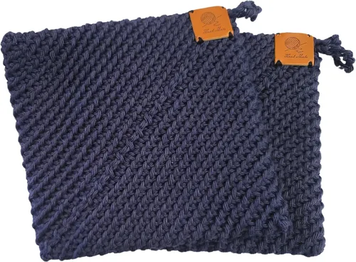 Vista 16 de Soportes para ollas de ganchillo hechos a mano, colección de color sólido, algodón de 6 x 6 pulgadas, resistentes al calor, doble capa, lazo