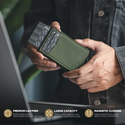 Vista 61 de VULKIT Billeteras delgadas para hombre, con bloqueo RFID, diseño minimalista con capacidad para hasta 11 tarjetas, Negro -, Minimalista