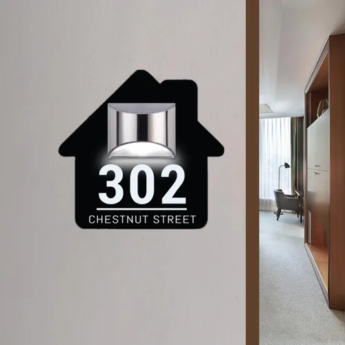 Vista 14 de Placa solar personalizada con números de casa, placa LED moderna para puerta, letrero acrílico para casa de jardín, montaje en la pared para casa
