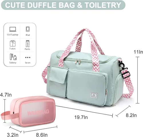 Vista 61 de Pequeña bolsa de gimnasio para mujer, bolsa de viaje con compartimento para zapatos