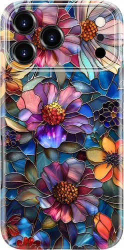 Vista 100 de Funda para iPhone 12 Mini, compatible con carga inalámbrica, protección de doble capa con elegante diseño de flores silvestres, silicona suave +