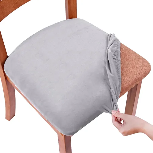 Vista 31 de Smiry - Fundas de asiento de terciopelo para silla de comedor, juego de 2, ajuste elástico, extraíbles y lavables, fundas protectoras de cojín