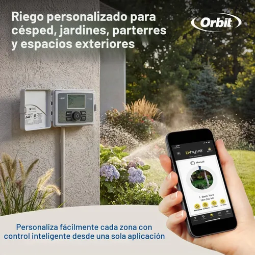 Vista 10 de Orbit 57946 B-hyve Controlador inteligente de rociadores para interiores y exteriores de 6 zonas Aplicación controlada con horarios de riego