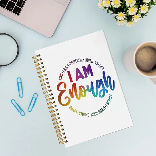 Vista 4 de VNWEK Cuaderno inspirador, diario con espiral de afirmación inspiradora "I Am Enough de 5.5 x 8.3 pulgadas, diario motivacional