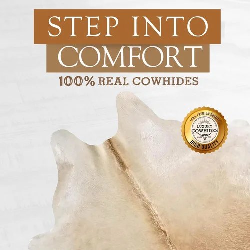 Vista 3 de Sunshine Cowhides Alfombra 100% de piel de vaca beige Palomino, alfombra de estilo moderno de piel de animal y alfombra para el suelo, alfombra