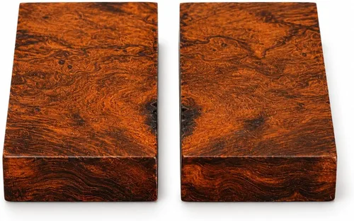 Vista 9 de IECAP LLC Bookmatched - Básculas de mango de cuchillo de madera de hierro del desierto (patrón de bola de color burdeos) - Grado A, 1 par