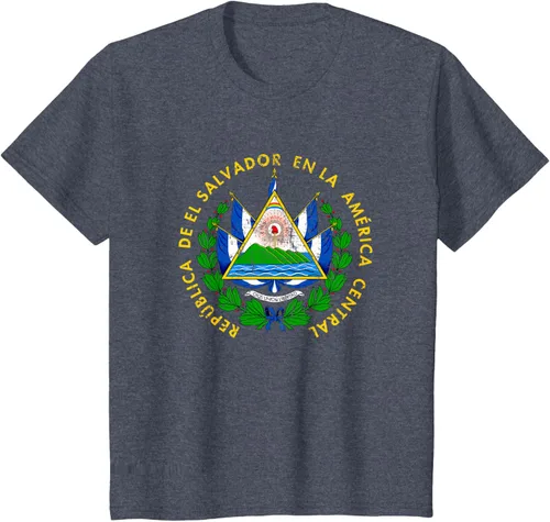 Vista 64 de Escudo de armas de El Salvador Salvadoran Distressed Design T-Shirt
