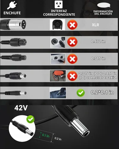 Vista 4 de VHBW - Cargador eléctrico para scooter de 42 V, 2 A, compatible con batería Hover-1 de 36 V for Highlander, Dynamo, Gambit, Helios, 5.5×2.5mm DC