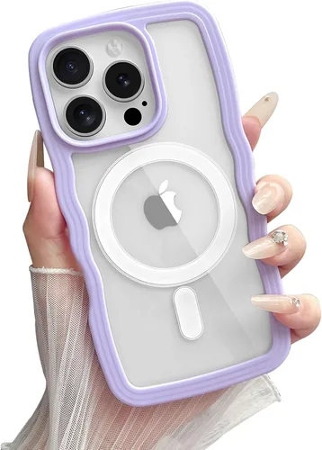 Vista 35 de Yeddabox Magsafe - Funda compatible con iPhone 13, diseño de ondas, lindo marco de colores de caramelo con ondas de agua, a prueba de golpes