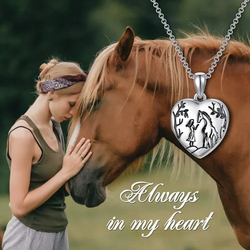 Vista 3 de Collar con medallón de corazón que sostiene fotos de plata de ley con colgante de foto, regalo conmemorativo para mujeres y niñas