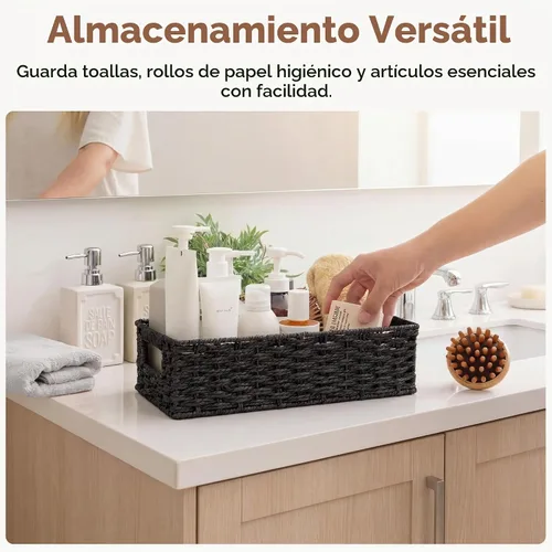 Vista 3 de StorageWorks Cesta de inodoro, organizador de cesta de baño, color negro