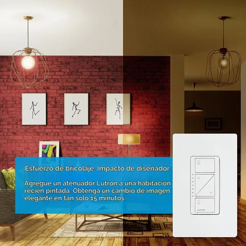 Vista 8 de Lutron Caseta - Interruptor de atenuación inteligente original (requiere Lutron Smart Hub), para luces LED, 150 vatios, un solo polo/3 vías, no Negro