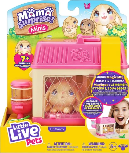 Vista 2 de Little Live Pets Paquete de juego de conejito bebé, colección de familia sorpresa de conejo mamá, regalos de Pascua desplegables interactivos
