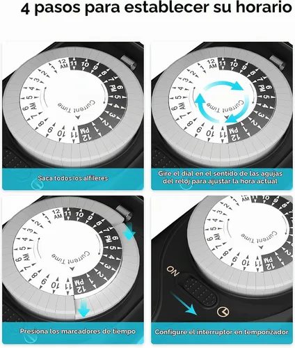 Vista 6 de HBN Outdoor Timer Outlet Waterproof, 24 Hour Mechanical Light Timers for Electrical Outlets Outdoor Weatherproof, 2 Grounded Outlets for Christmas