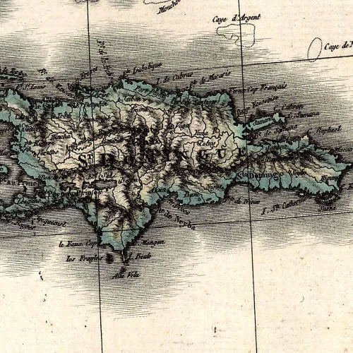 Vista 6 de Antiguos Maps Área caribeña incluyendo las Indias Occidentales y del Golfo de México por Pierre Lapie alrededor de 1806 Póster artístico