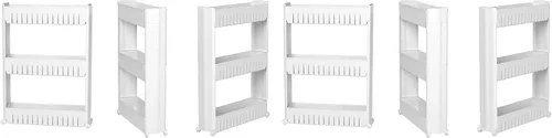 Vista 6 de Modern Home Estante organizador de almacenamiento deslizante estrecho - Estantes de almacenamiento portátiles para lavandería/baño/cocina