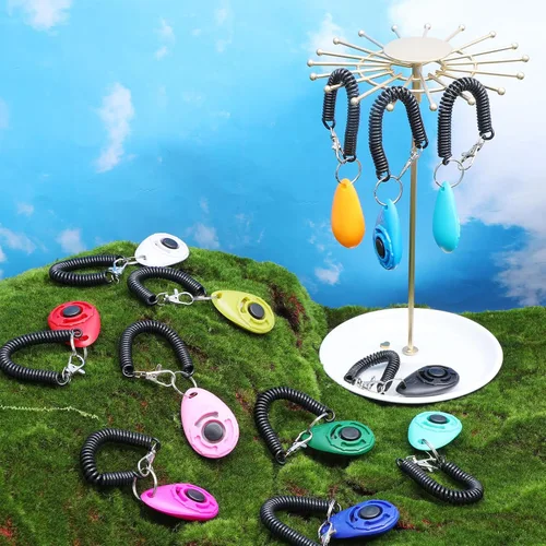 Vista 6 de Clicker de 18 piezas para entrenamiento de perros, juego de clicker de entrenamiento de mascotas con correa de muñeca para perros, gatos, cachorros
