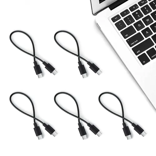 Vista 3 de Paquete de 5 cables USB C a USB C de 12 pulgadas, cable USBc corto para Negro