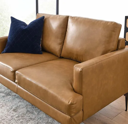 Vista 9 de Modway Evermore - Sofá biplaza de cuero vegano y metal de estilo moderno en color marrón