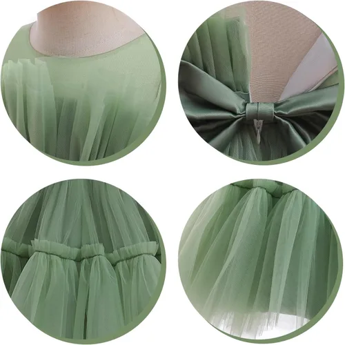 Vista 6 de Miipat Vestido de niña de flores para bebé, boda, fiesta, tul, princesa, vestido de baile, vestido formal con lazo para la cabeza